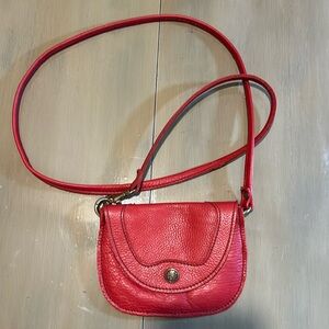 Handmade red leather waist wallet